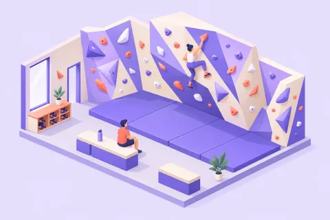 Illustration of Day pass at Basecamp Bouldering, the climbing gyms demo venue