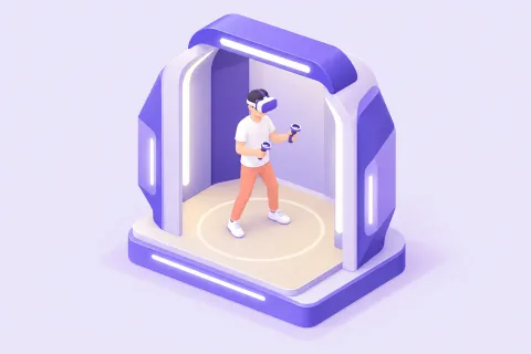 Illustration of Free-roam VR at Pixel Harbour, the vr & arcades demo venue
