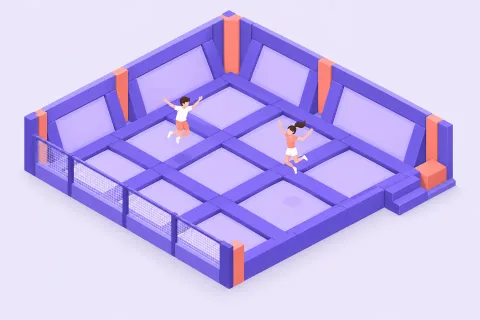Illustration of 60-minute jump at Skyline Jump, the trampoline parks demo venue